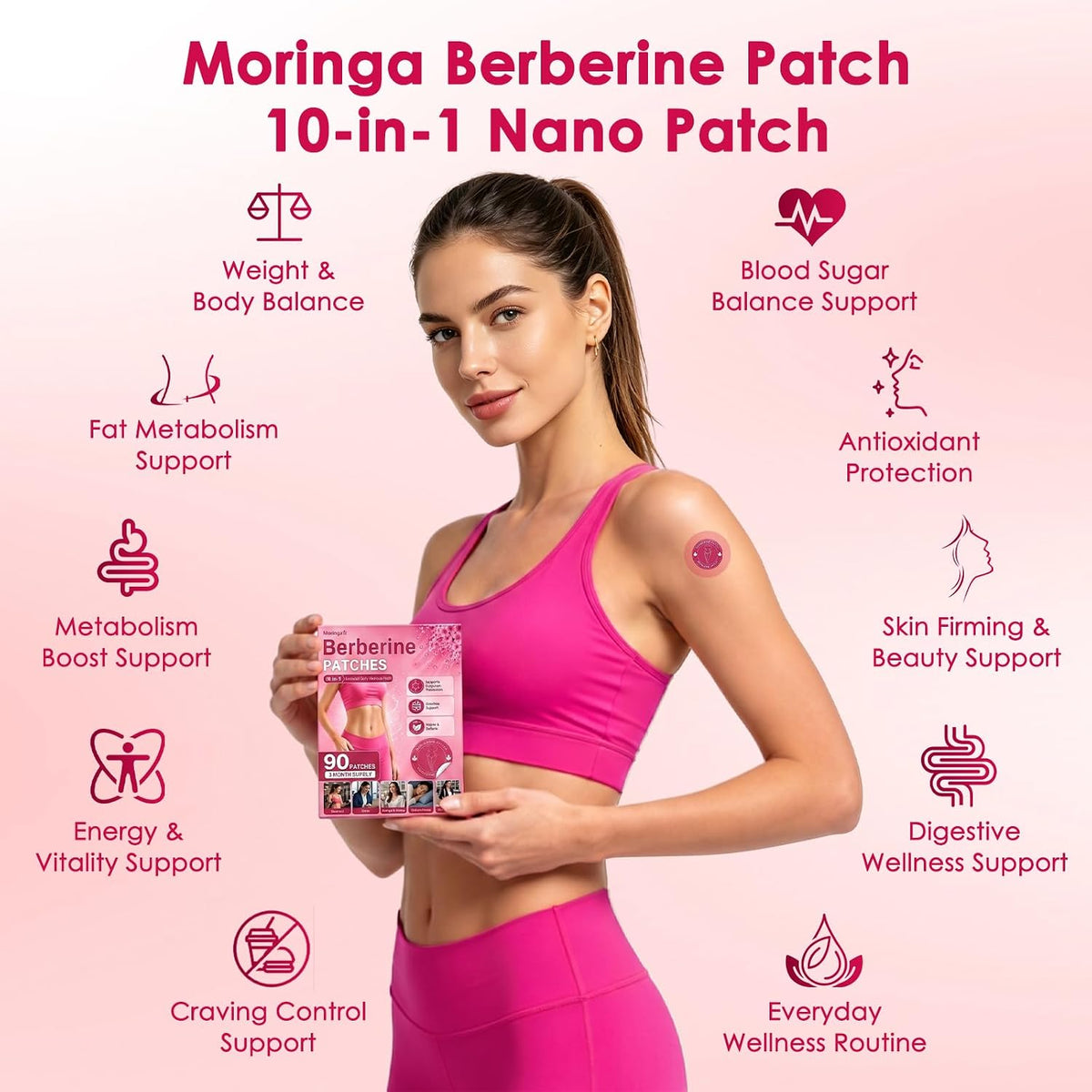 GLPLUS-1 Patches,Berberine Patches for Women & Men, Moringa Berberine Patch