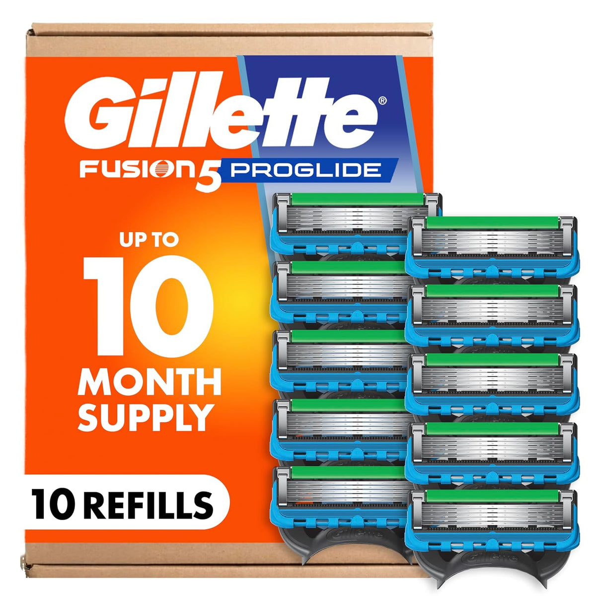 Fusion5 Proglide Men'S 5-Blade Razor Blade Refills with Precision Trimmer, 10 Count