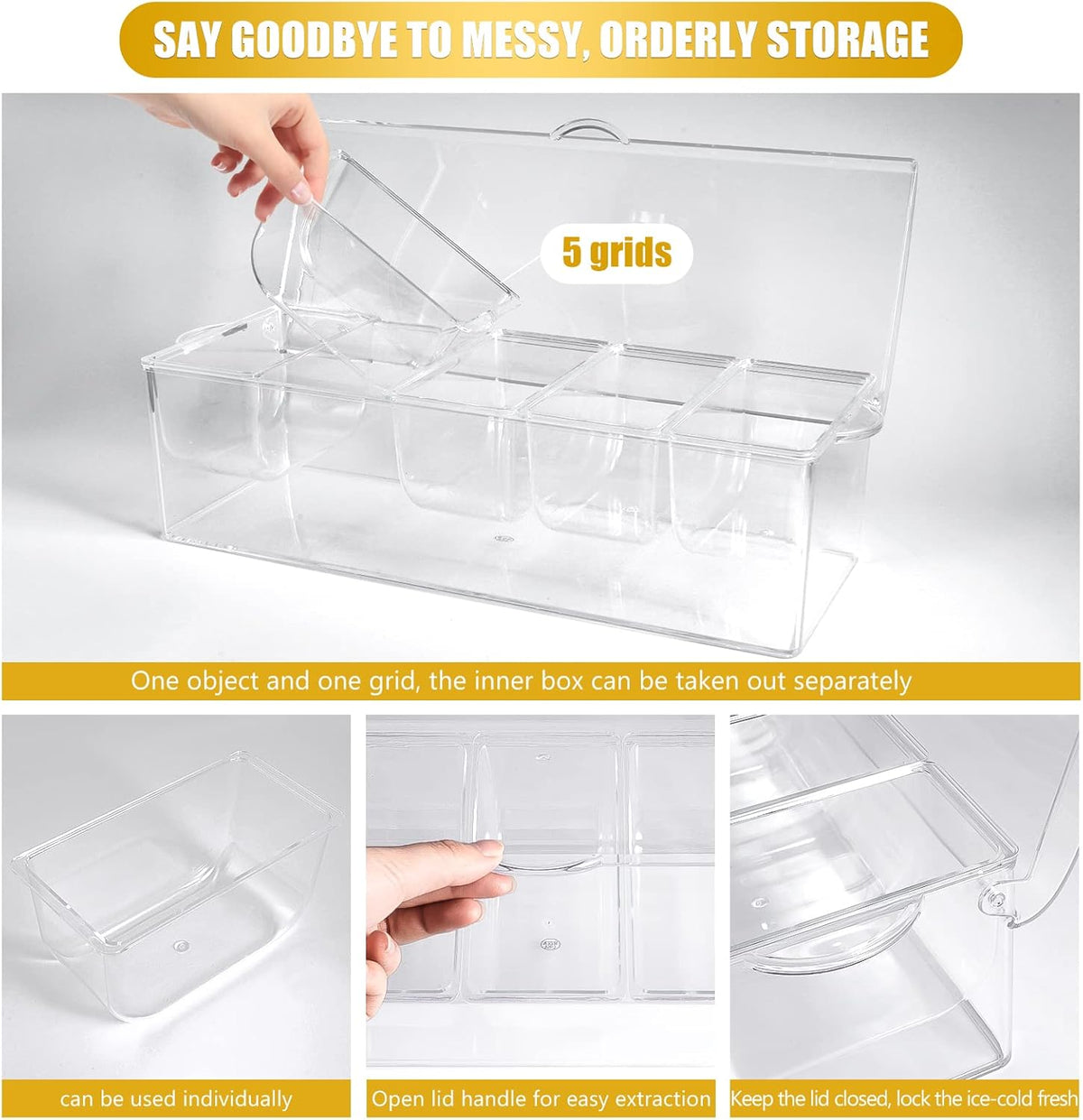 Condiment Tray with Stainless Steel Tableware, Chilled Condiment Server