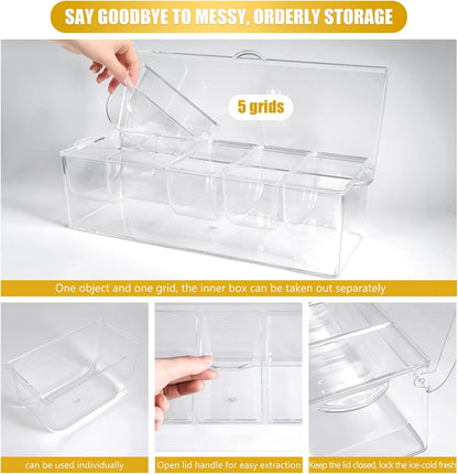 Condiment Tray with Stainless Steel Tableware, Chilled Condiment Server