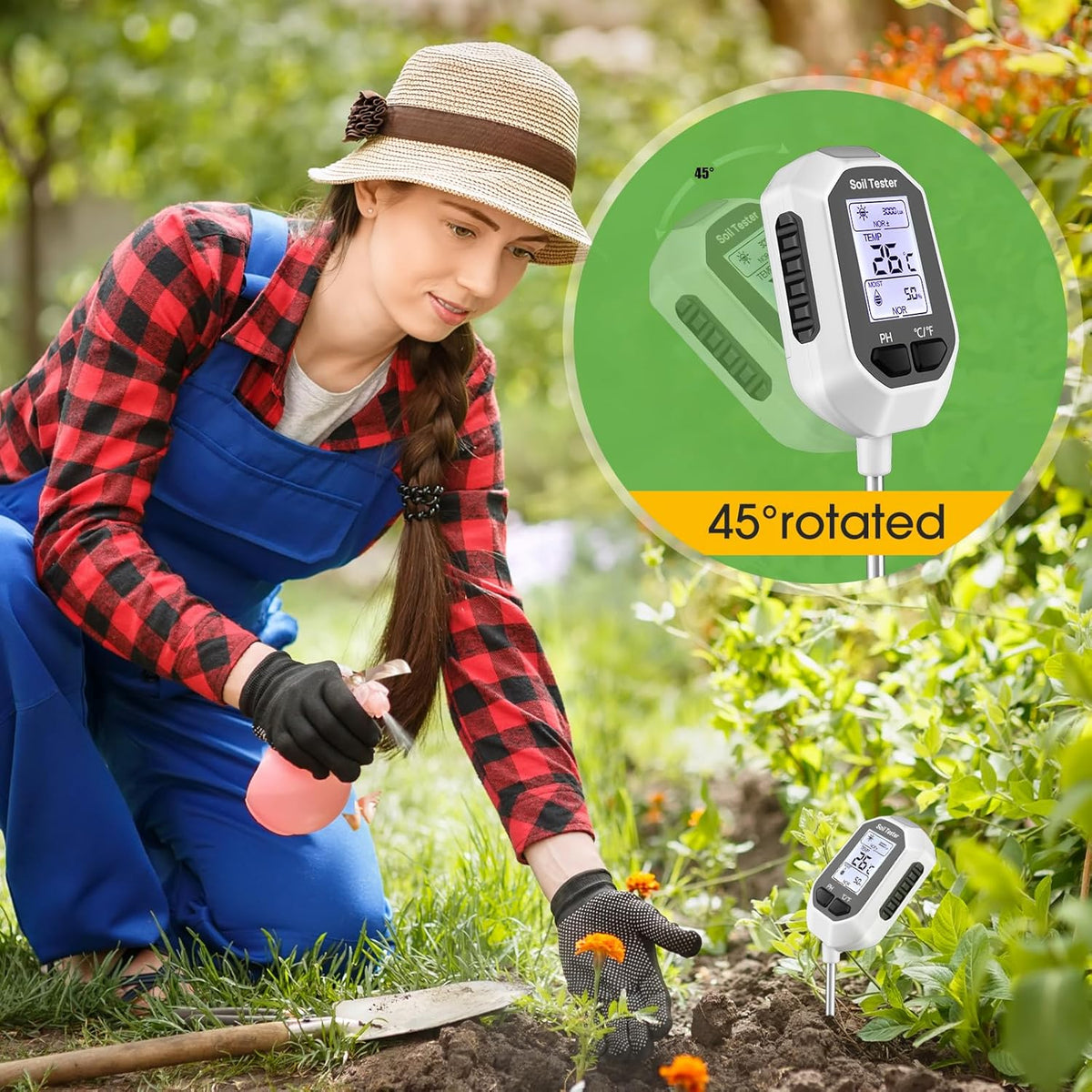 4-In-1 Soil Moisture Meter Digital Plant for Indoor ＆ Outdoor Plants
