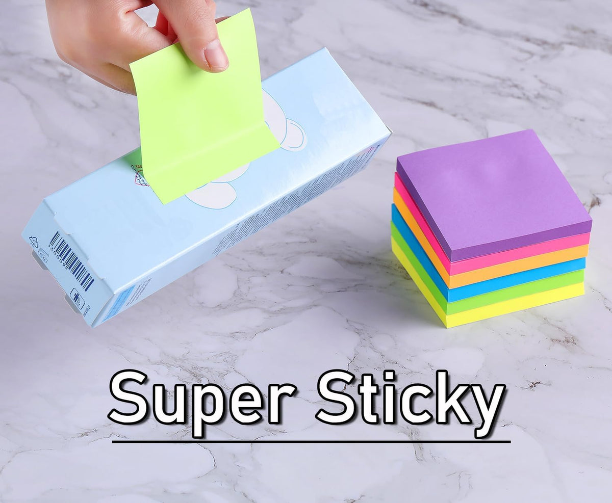 (24 Pack) Sticky Notes 3X3 in Post Bright Stickies Colorful Memo Pads