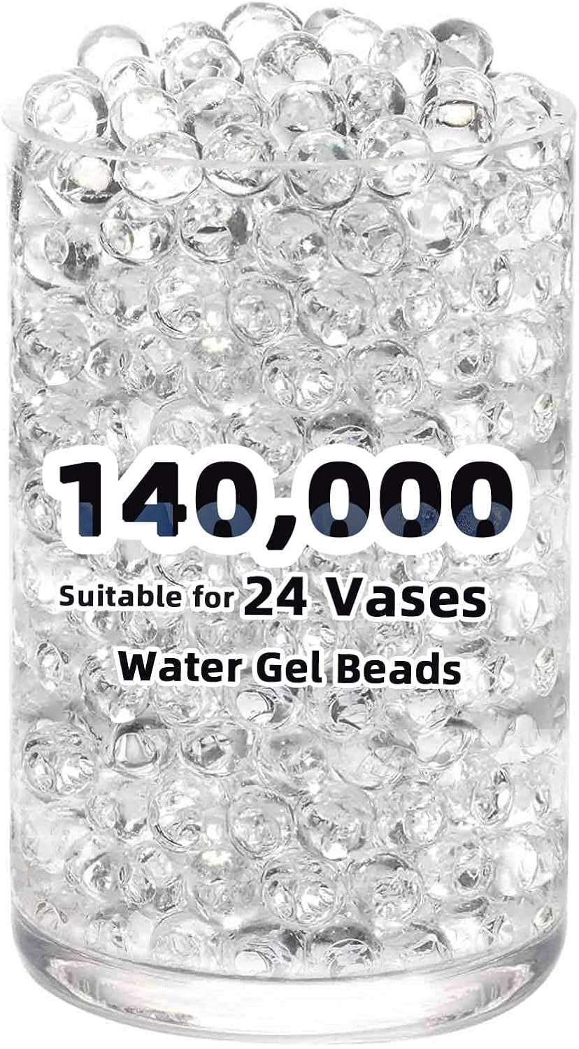 140,000 Clear Water Gel Beads for Vases, Transparent Vase Filler, Christmas Decoration, Wedding Centerpiece, Floating Candles, Floral Decoration
