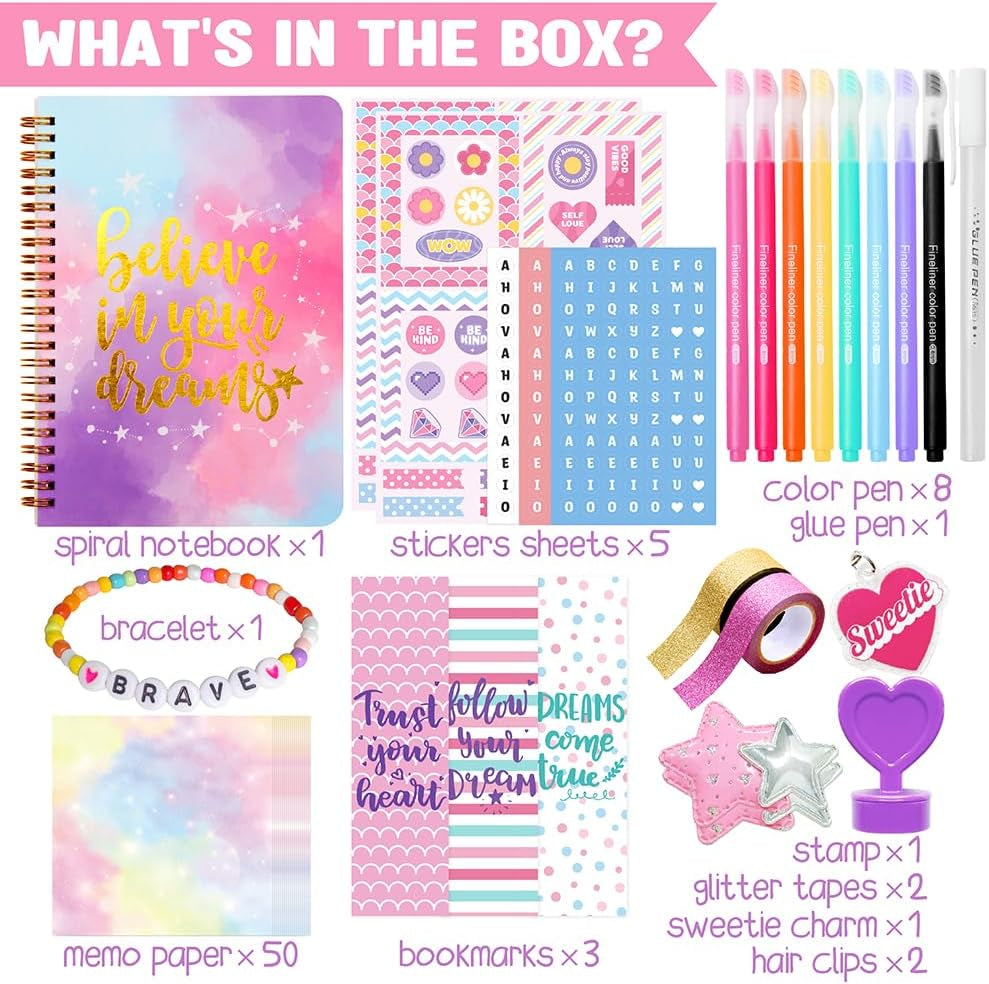 Dly Journal Kit for Girls Scrapbook Gifts for 8-12 Year Old Girl