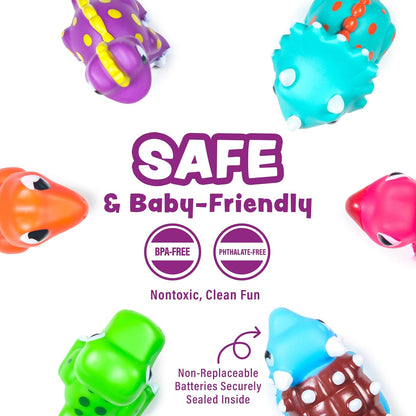 ® Dinos™ Dinosaur Light up Bath Toys, 6 Pack | Water-Activated Light up Toys Flash & Change Color | Easy-Grip Baby & Toddler Bath Toys | Sensory Bath Lights Watertight Bathtub Toys