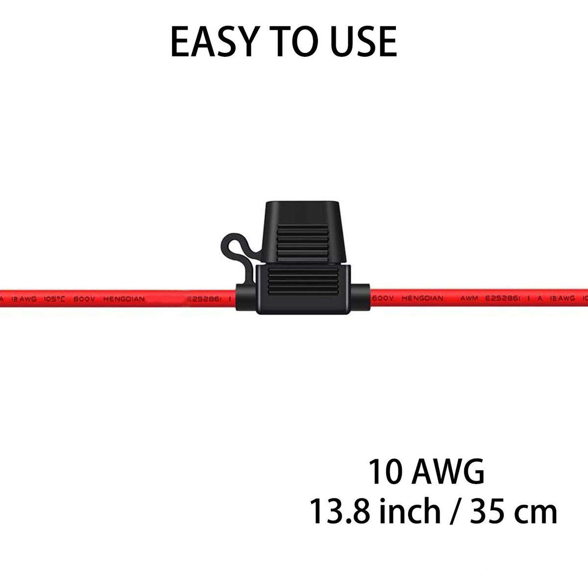 10 Gauge Fuse Holder - 10 AWG Inline Fuse Holder with 40 AMP ATC Blade Fuses (4Pack)
