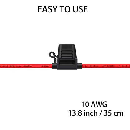 10 Gauge Fuse Holder - 10 AWG Inline Fuse Holder with 40 AMP ATC Blade Fuses (4Pack)