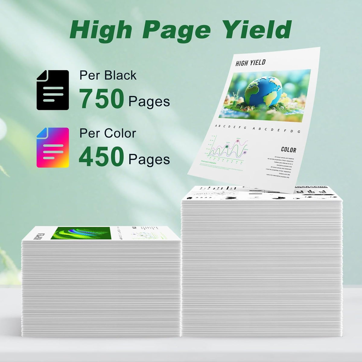 63XL Ink Cartridges Black and Color Replacement for HP Ink 63