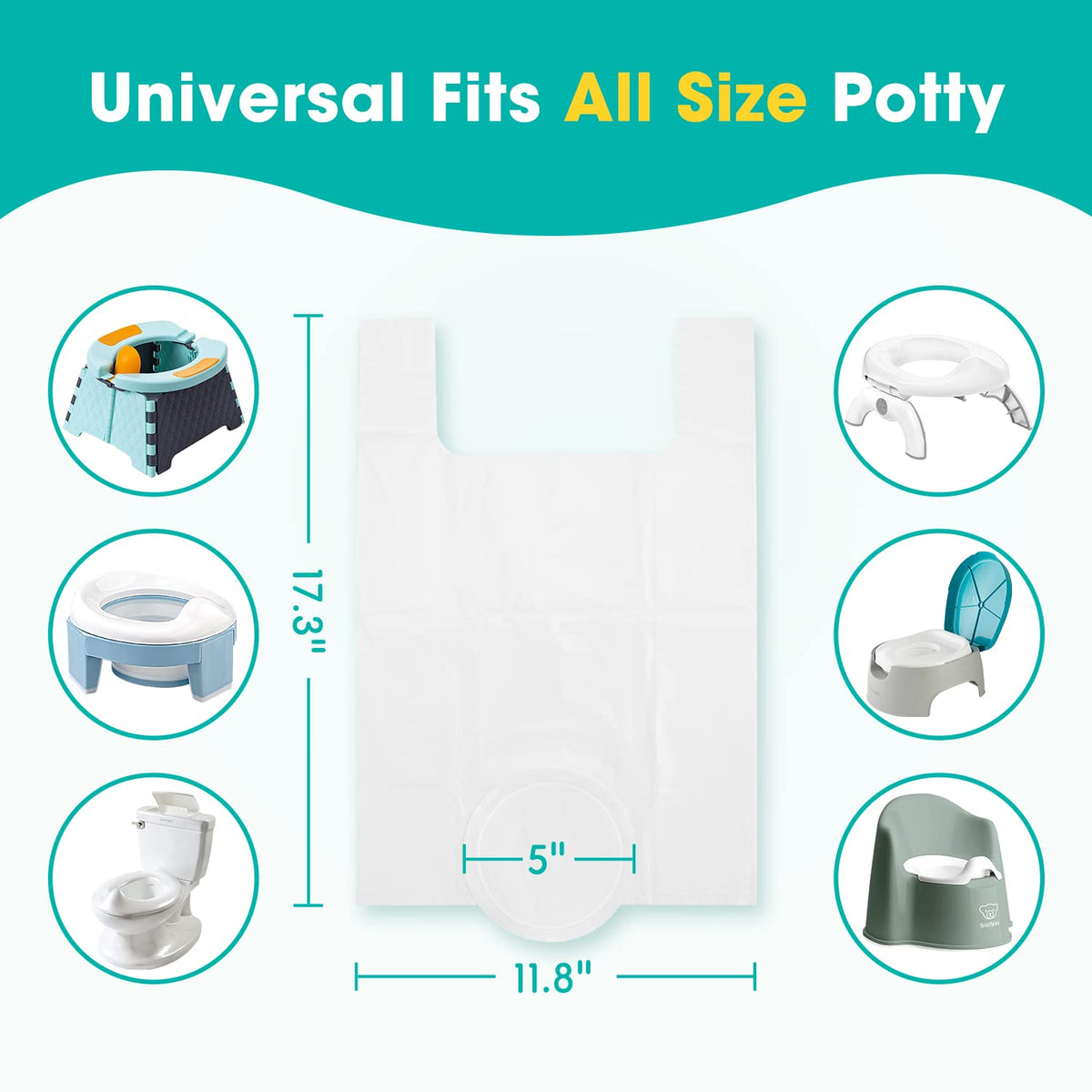 [60 Counts] Disposable Potty Liners Compatible with OXO Tot 2-In-1 Go Potty