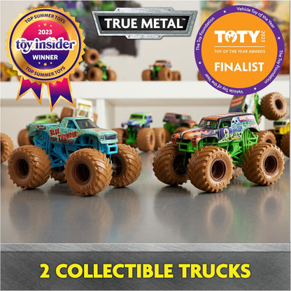, Mystery Mudders 2-Pack Monster Trucks, Official 1:64 Die-Cast Vehicles, Wash to Reveal (Styles Will Vary), Kids Toys for Boys 3 and Up