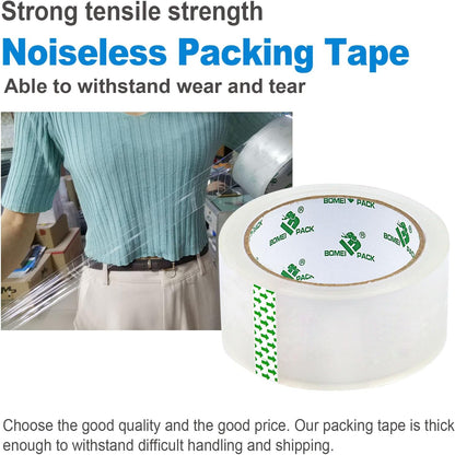Heavy Duty Clear Packing Tape,2 Rolls with Refillable Dispenser,Noiseless Packaging Tape 1.88 Inches X 55 Yards,Industrial Grade Boxes Shipping Tape for Moving,Mailing and Storages