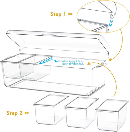 Condiment Tray with Stainless Steel Tableware, Chilled Condiment Server