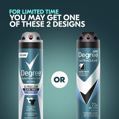 Men Antiperspirant Spray Black + White 3 Count Protects from Deodorant Stains Instantly Dry Spray Deodorant 3.8 Oz