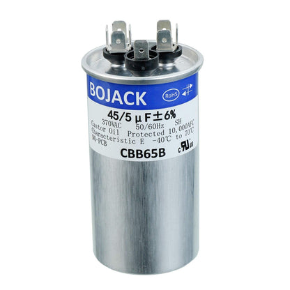 45+5Uf 45/5MFD ±6% 370V CBB65 Dual Run Circular Start Capacitor for AC Motor Run or Fan Start or Condenser Straight