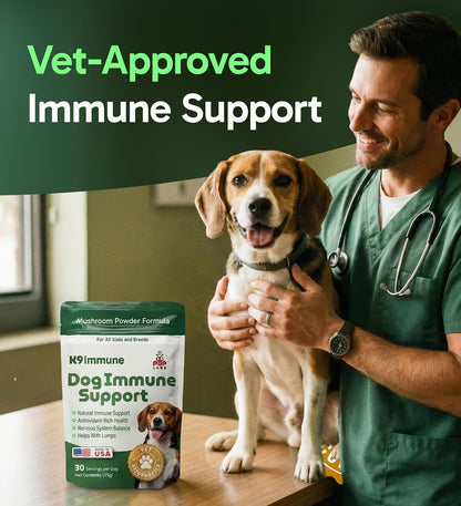 K9 Immune, All-Natural Mushroom Powder for Dogs for Immunity, Digestion, Joints, & Energy, Antioxidant-Rich & Usa-Made, Dog Immune Support with Turkey Tail Mushroom for Dogs, 30 Servings