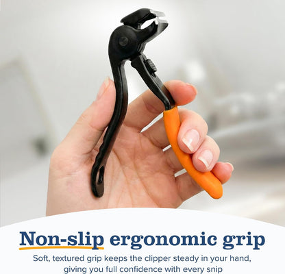 Toenail Clippers for Seniors, Long Handle Nail Clippers for Thick Toe Nails, Nail Care Set with File, 4.8" Angled Head & Stainless Steel Blades for Weak & Arthritic Hands