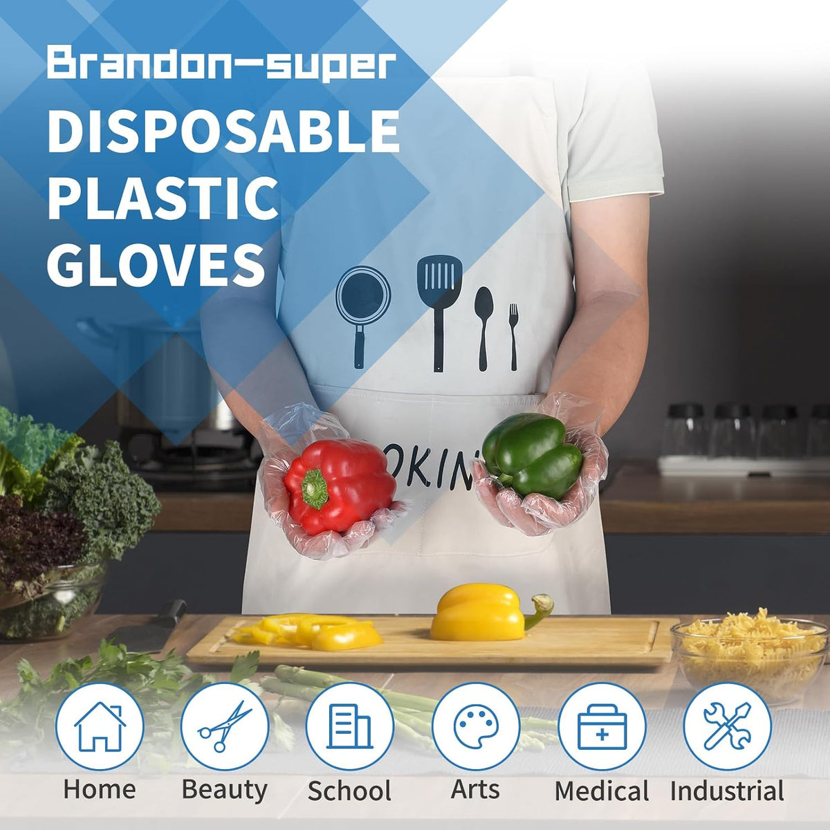 Food Prep Gloves Plastic Food Safe  Gloves, Food Handling, One Size Fits Most Poly 500Ct Clear 500 Count (Pack of 1)