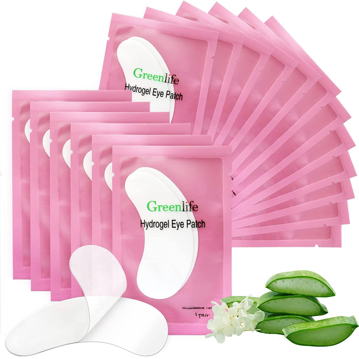 100 Pairs  Natural Hydrogel Eye Gel Pads - Collagen and Aloe Vera Patches for under Eyes - Eyelash Extension Kit