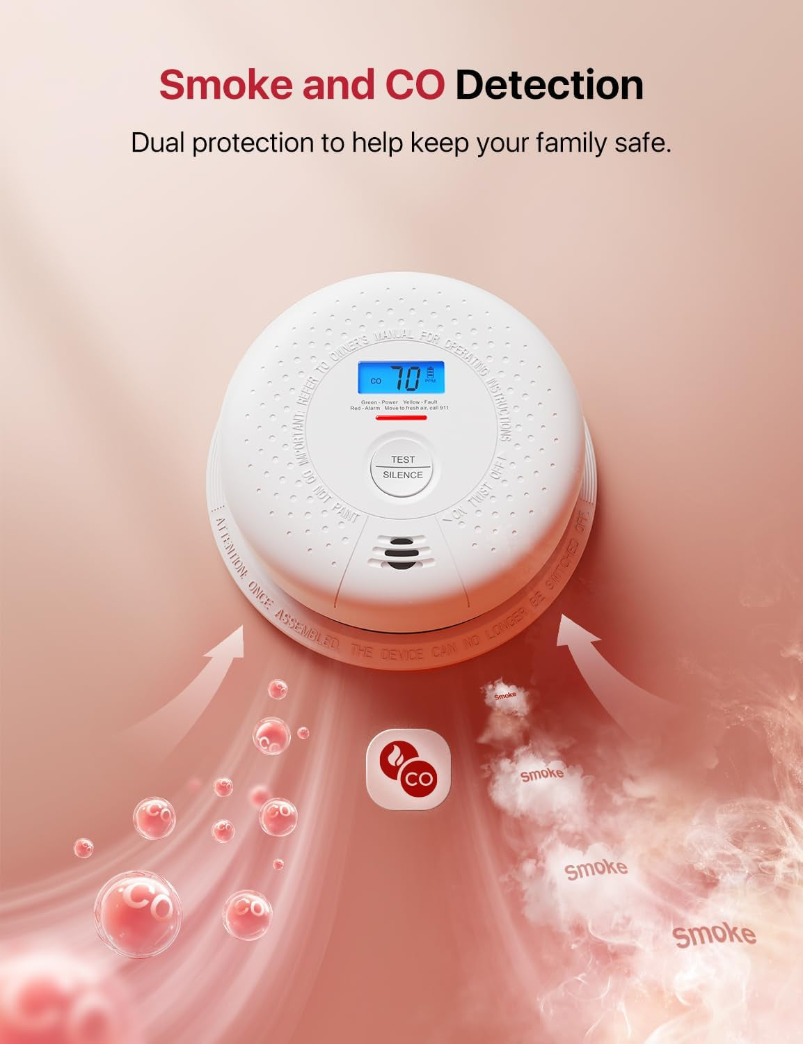 Smoke Detector and Carbon Monoxide Detector, SC01, 1-Pack