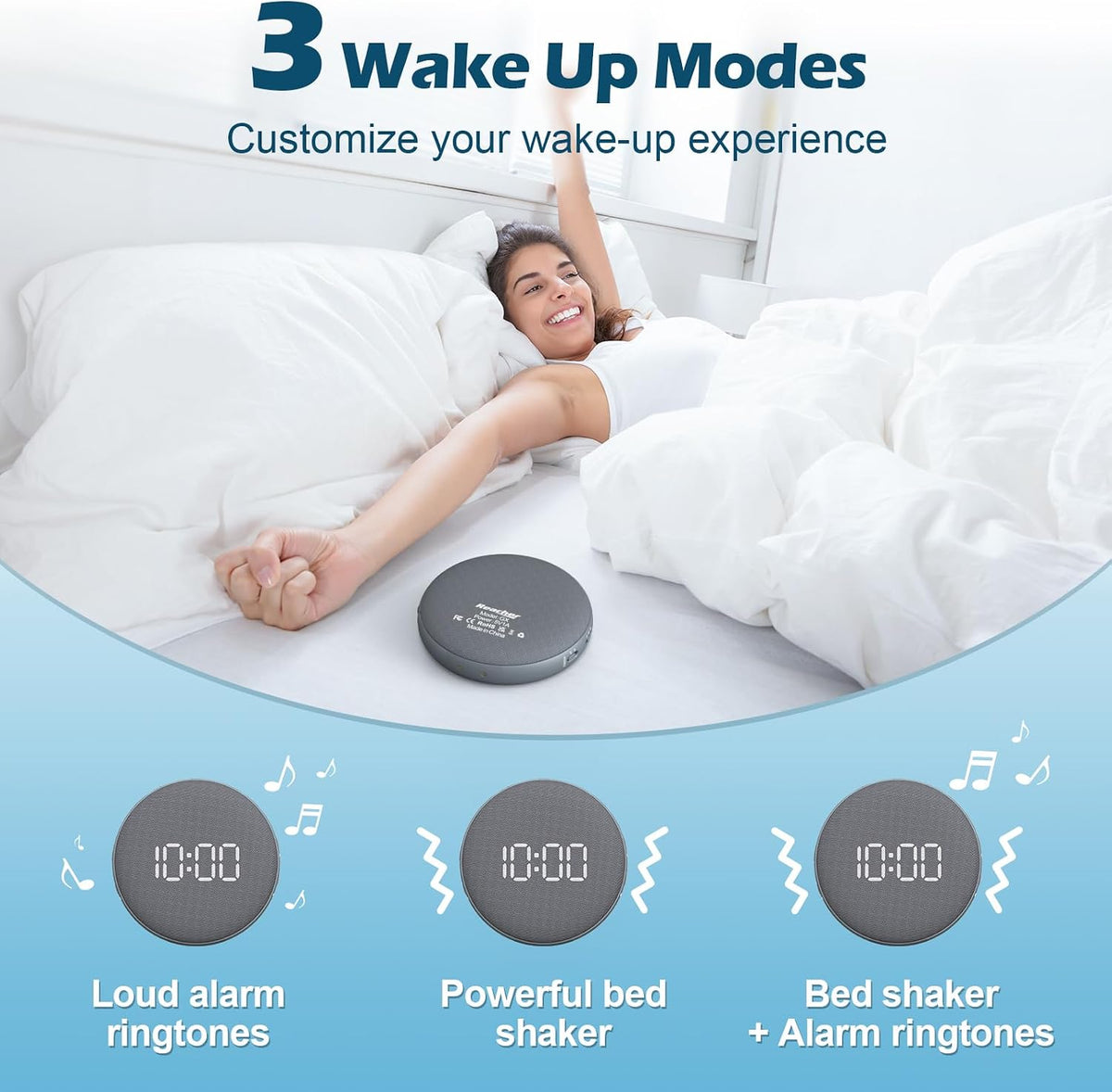 Super Loud Vibrating Alarm Clock for Heavy Sleepers Adults Teens