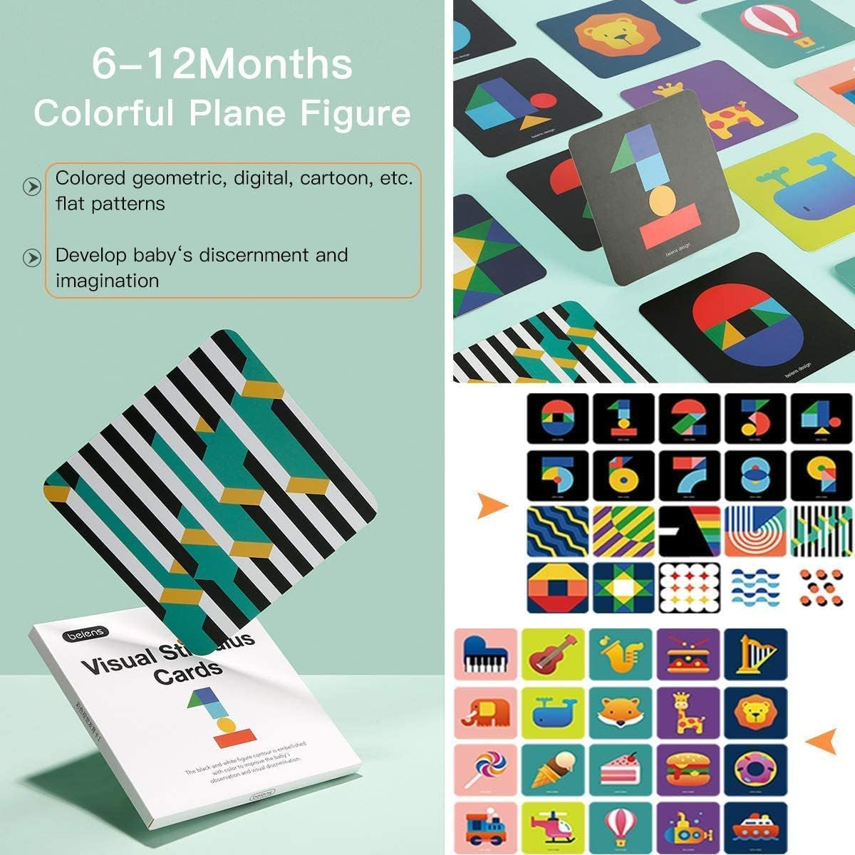High Contrast Baby Flashcard, 80Pcs 160Page Visual Stimulation Cards