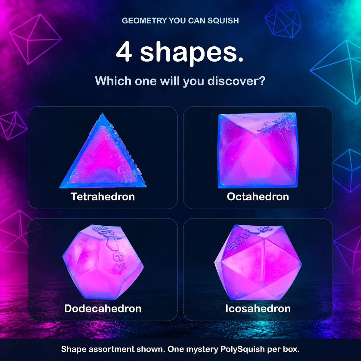 Polysquish Discovery Series - Blind Box- Mystery Squishy - Color Mixing Sensory Stress Relief Toy - Tactile Fidget - 16 Shape and Colour Combinations - Collectible, Educational, STEAM Play