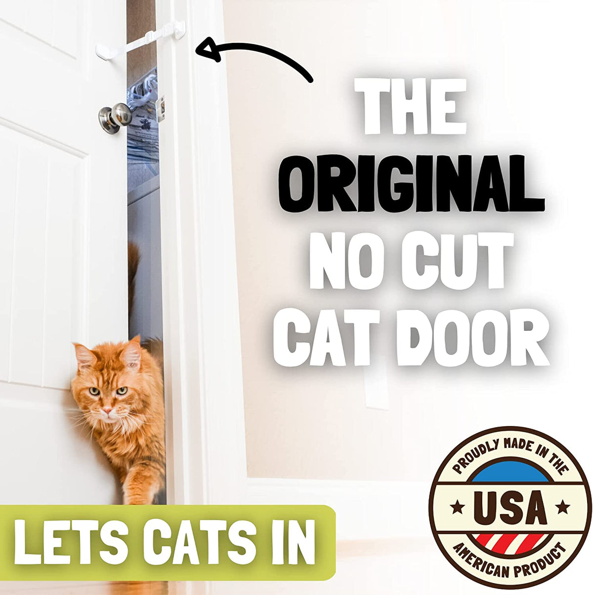 Cat Door Latch & Stopper. Adjustable Dog Proof Door Strap for Cats. Dog Proof Litter Box & Cat Feeder. Simpler Pet Gate Alternative. No Cut Cat Door Interior Door.