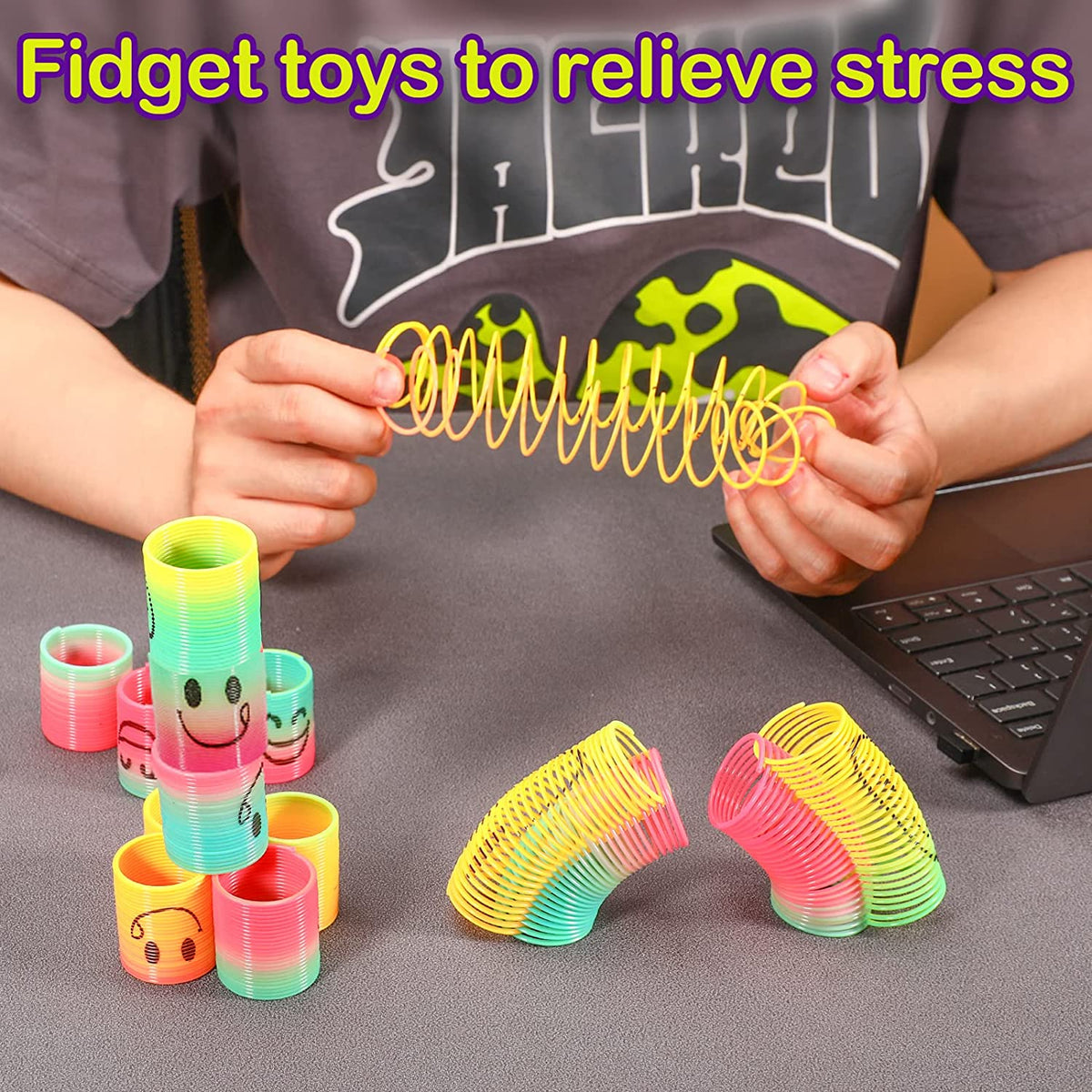 24 Pcs Mini Spring Party Favors for Kids 3-5 4-8, Goodie Bags Stuffers for Birthday Party, Classroom Prizes Kids Prizes, Small Bulk Toys Gifts (4 Smile)