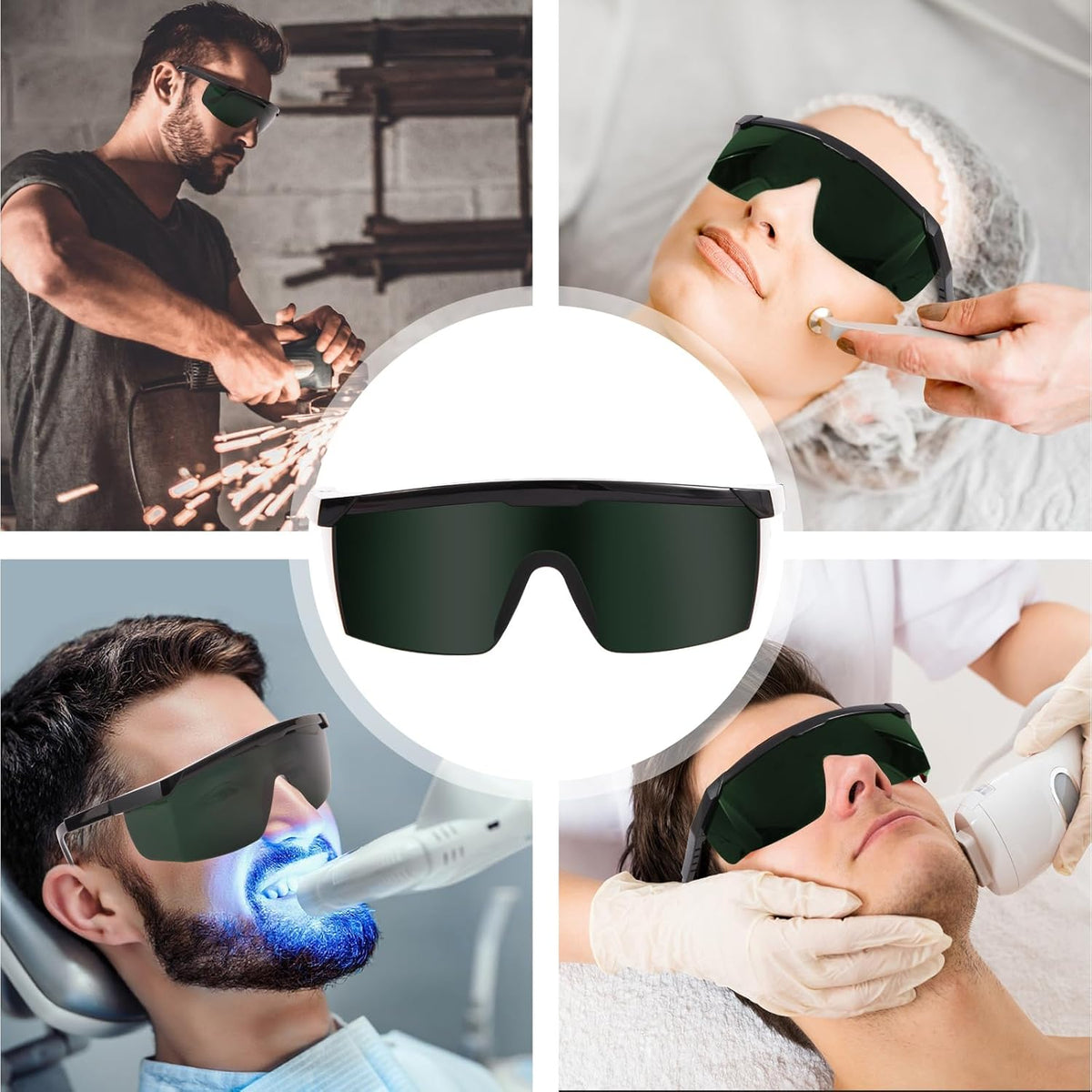 IPL 200Nm-2000Nm Laser Safety Glasses for Laser Hair Removal Treatment and Laser Cosmetology Operator Eye Protection with Case (Green)