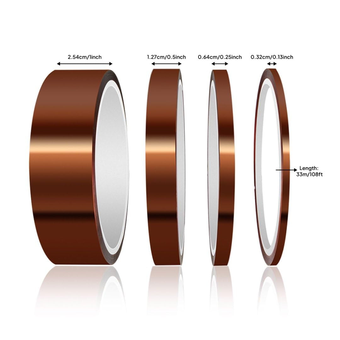 High Temp Tape, 4 Pack Polyimide High Temperature Resistant Tape