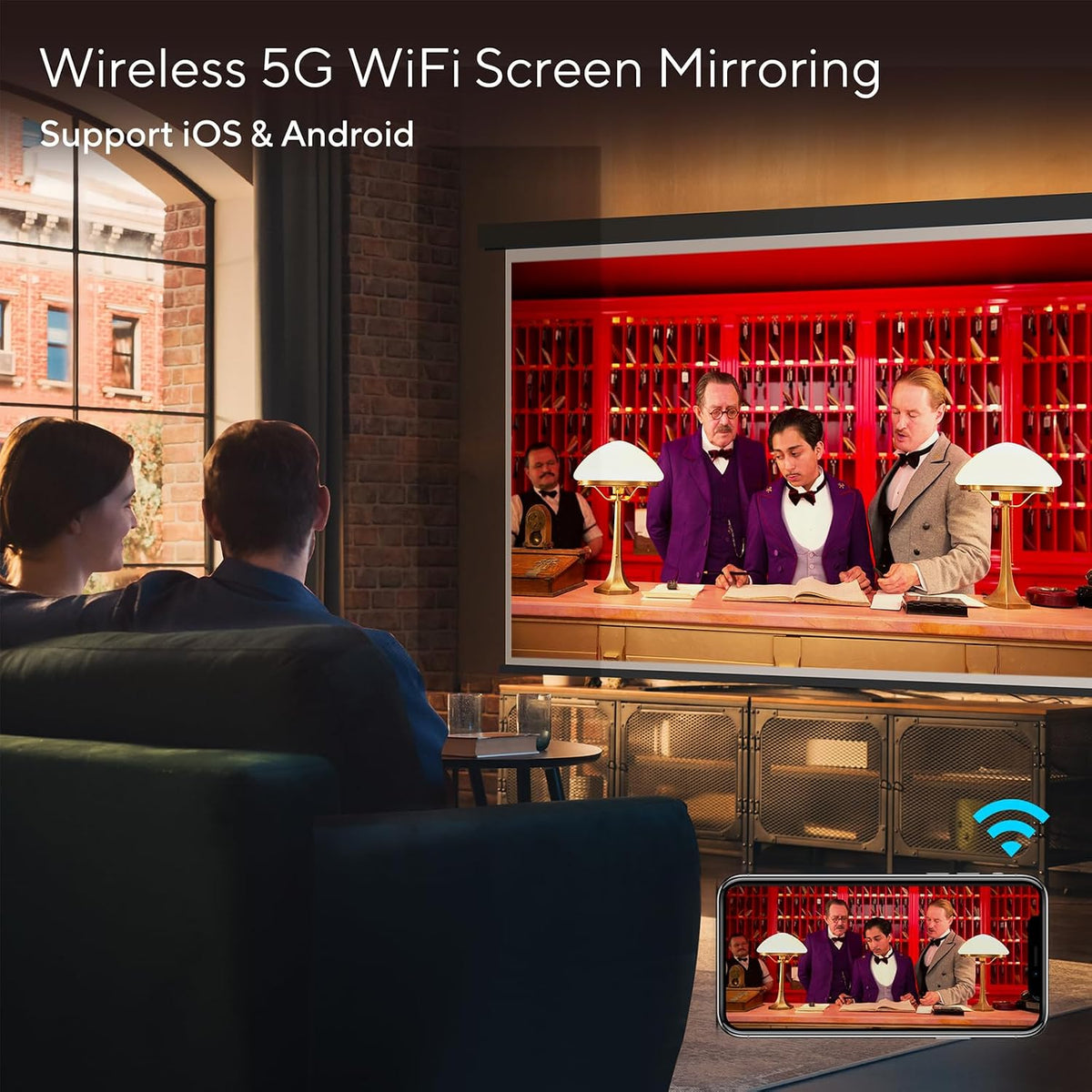 Mini Projector with Wifi and Bluetooth,  2026 Upgraded Projector 1080P