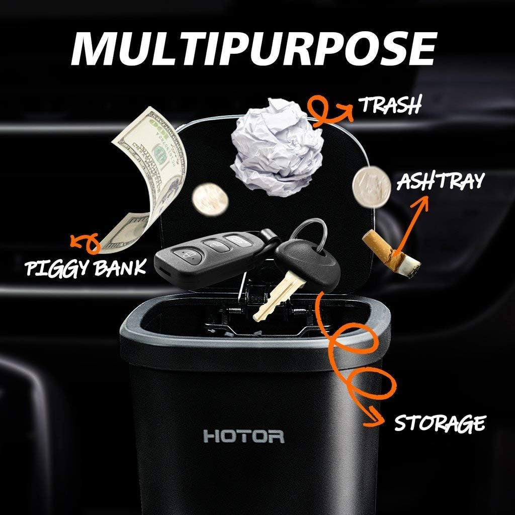 Car Trash Can with Lid, 30 Trash Bags, Black, 2-Pack