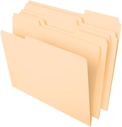 File Folders, 100 Pack, Durable Manila Folders, Letter Size (8.5" X 11"), 3 Top Tabs for Easy Labeling, Everyday Filing Essential for Offices, Classrooms & Home Document Organization