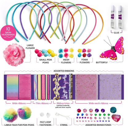 Headband Making Kit for Girls - Arts & Crafts Easter Gift - Make Your Own Fashion Headbands for Kids - DIY Hair Accessories - Gift for Ages 5-12 Year Old Girl - Little Kids Art & Craft Gifts