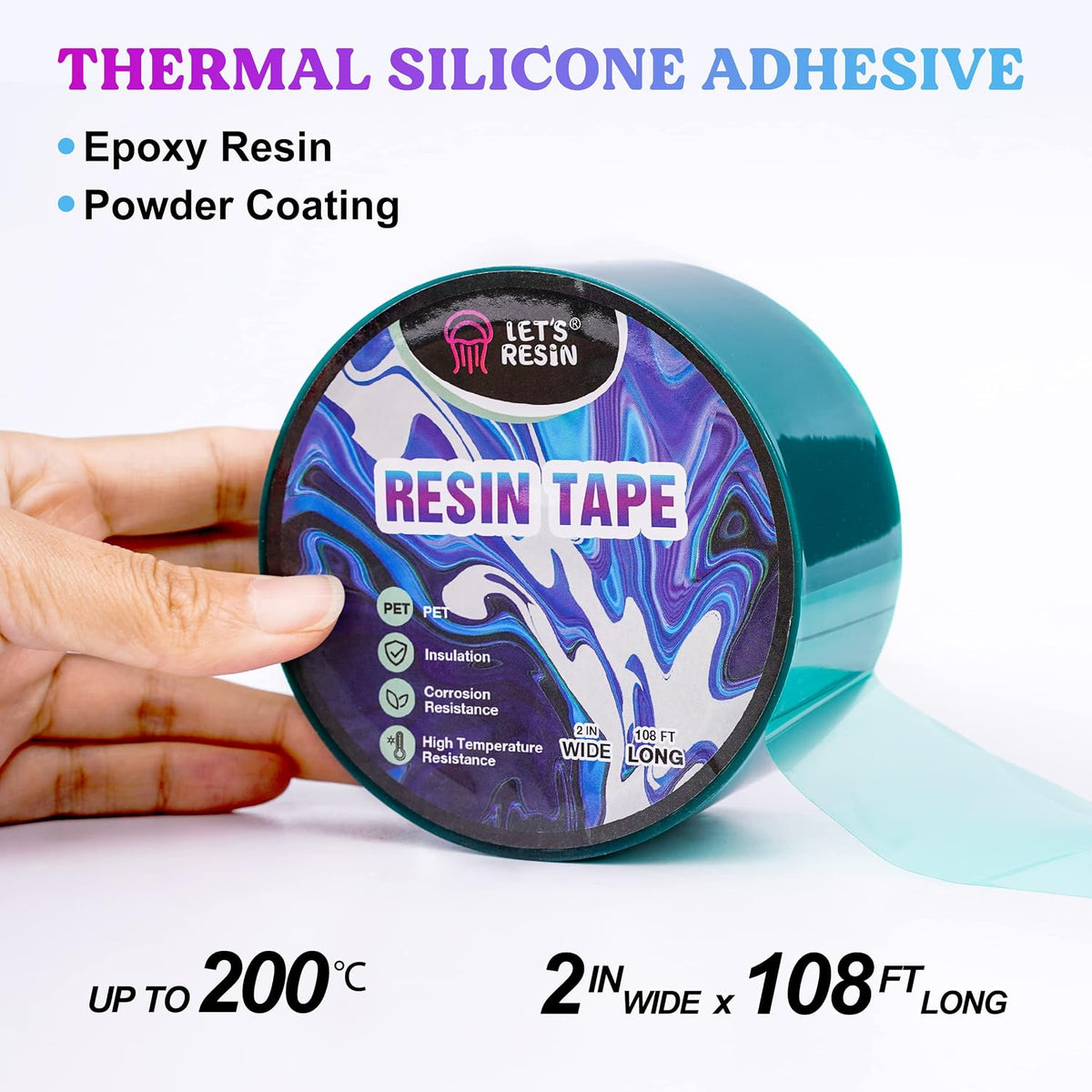 Epoxy Resin Tape, 2 in X 108 Ft, Heat-Resistant Release Tape
