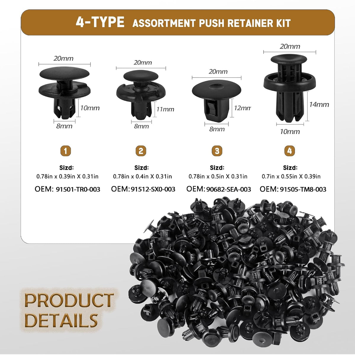 4 in 1 Bumper Fender Liner Clips Fits Honda CR-V Civic Acura Accord