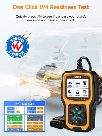 AD410 Enhanced OBD2 Scanner, Vehicle Code Reader for Check Engine Light, Automotive OBD II Scanner Fault Diagnosis, OBDII Scan Tool for All OBDII Cars 1996+, Black/Yellow