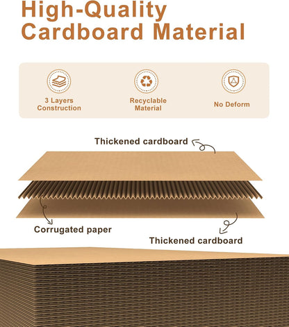 25 Pack Corrugated Cardboard Sheets, 8.5In X 11In