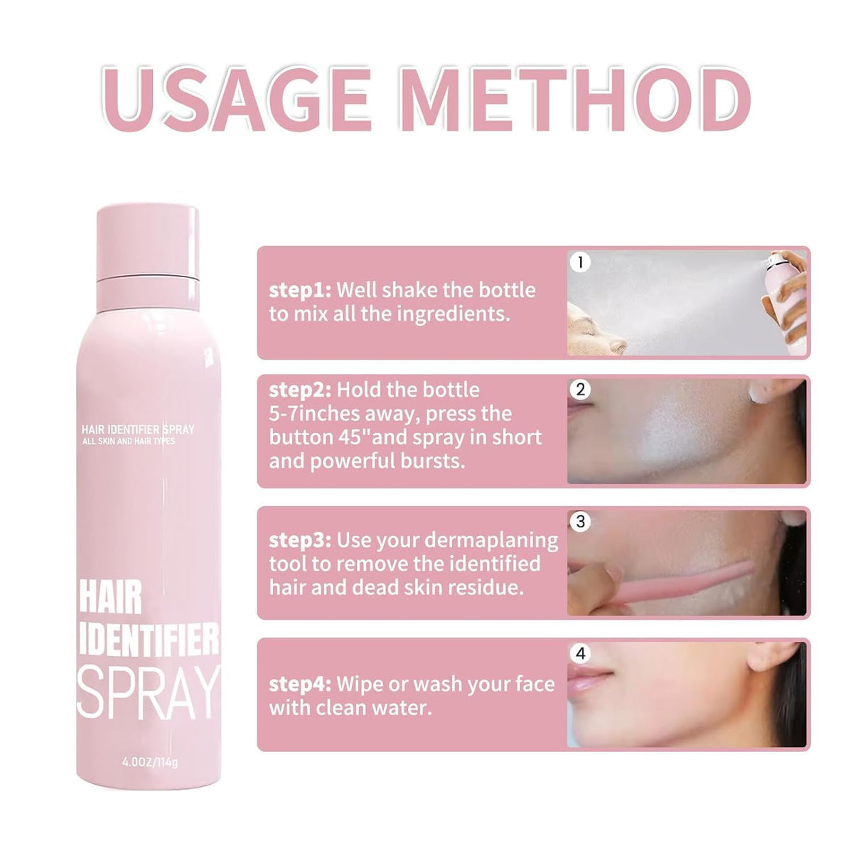 Hair Identifier Spray for Face Shaving，Face Hair Identifier Spray，Moisturizing and Skin Care Set Spray，Suitable for All Skin Types (1 Set)