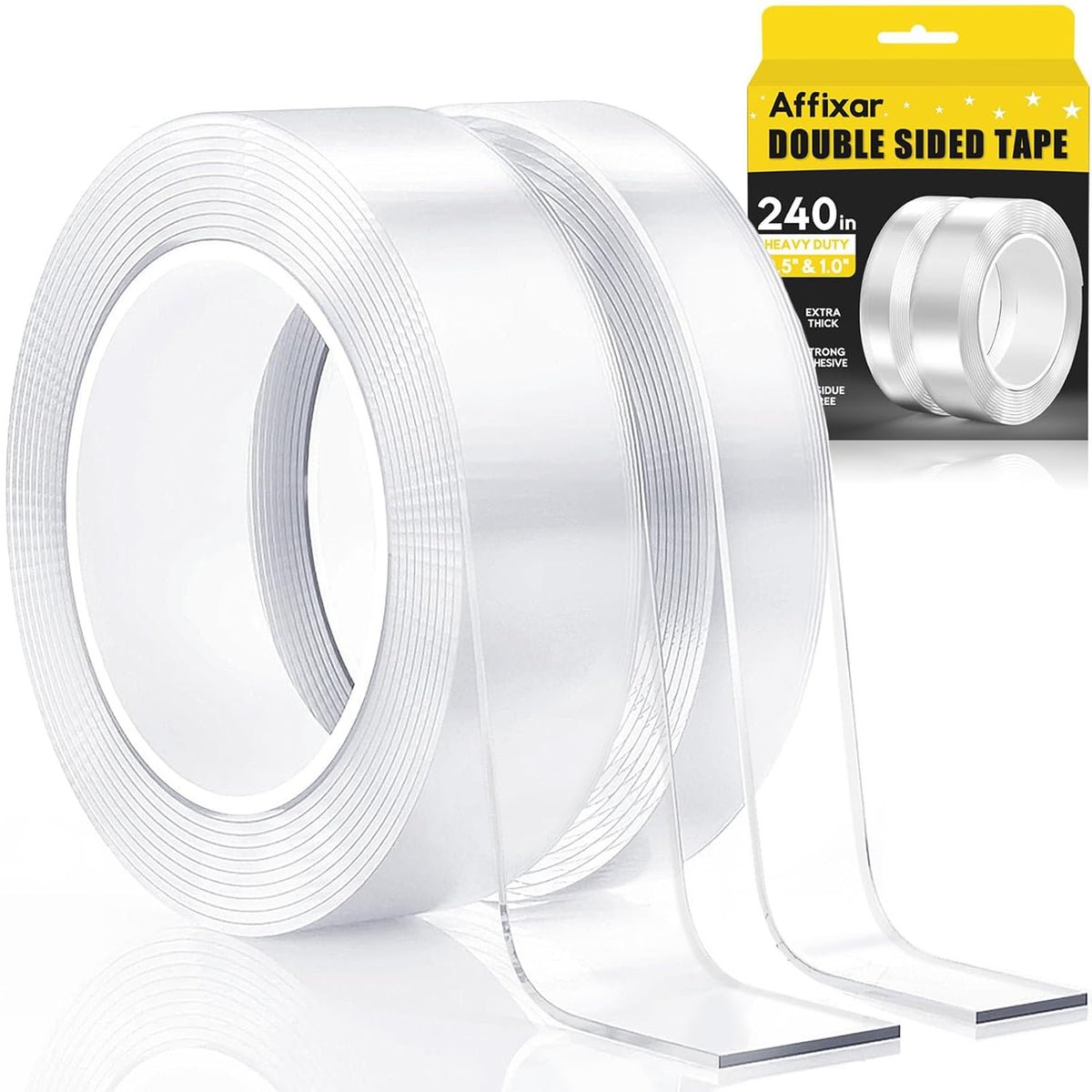 Double Sided Tape, 2 Rolls Heavy Duty Nano Mounting Tape, Removable