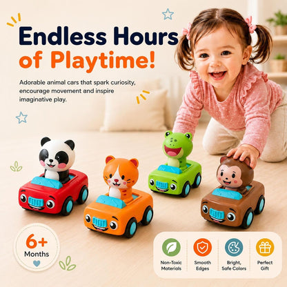 Press to Go Car Toys, Montessori Toys for 1 Year Old Boy Gifts