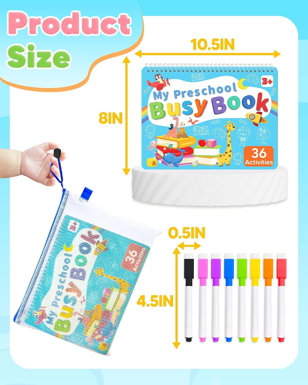 Montessori Busy Book, Learning Educational Toys for 3 4 5 Year Old Gift