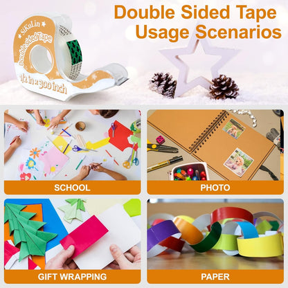 Tape,Gift Wrapping Tape, 6 Rolls with Dispensers, Includes Invisible, Double-Sided and Clear Tape for Wrapping Paper, Back to School, Home, Office, Christmas, Holiday