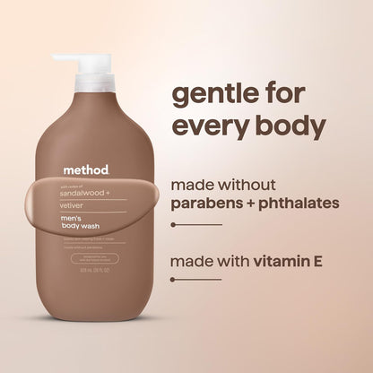 Men’S Body Wash, Sandalwood + Vetiver, 28 Fl Oz
