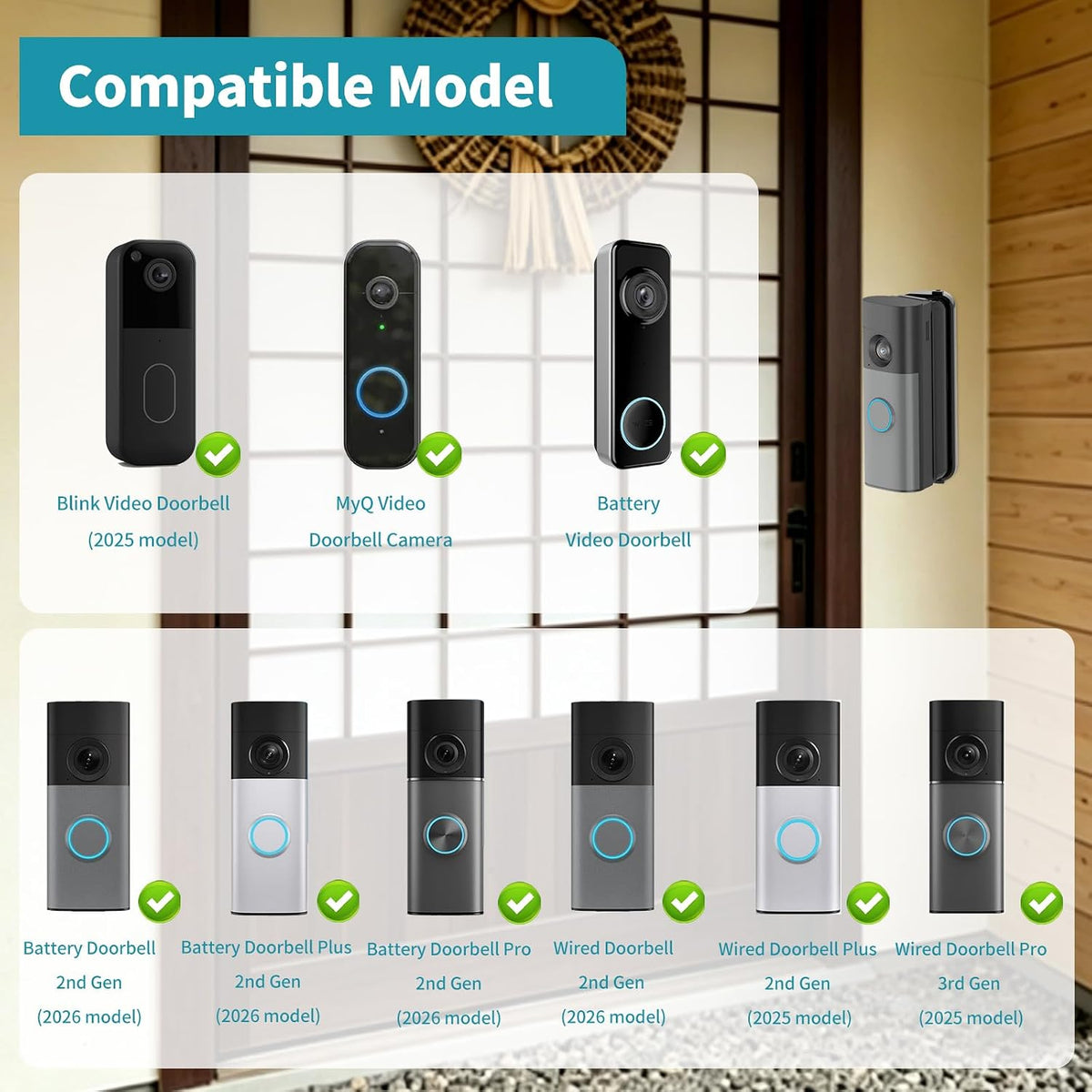All-New Ring/Blink Doorbell Angle Mount, 30-55° Left/Right Corner Mount Kit