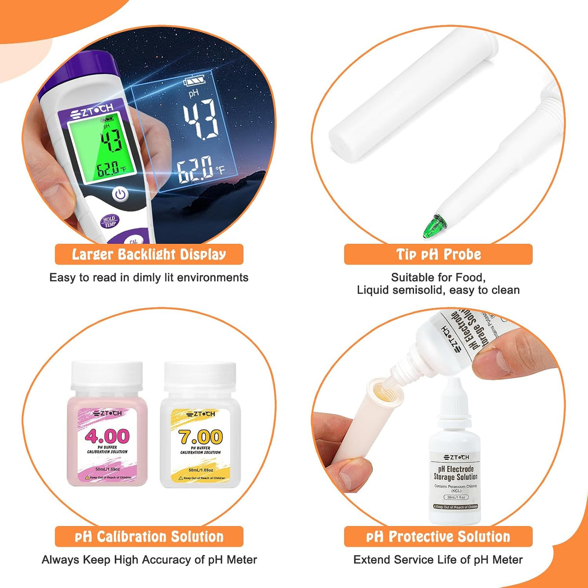 Food Ph Meter, Digital Ph Meter for Food Fermentation Canning