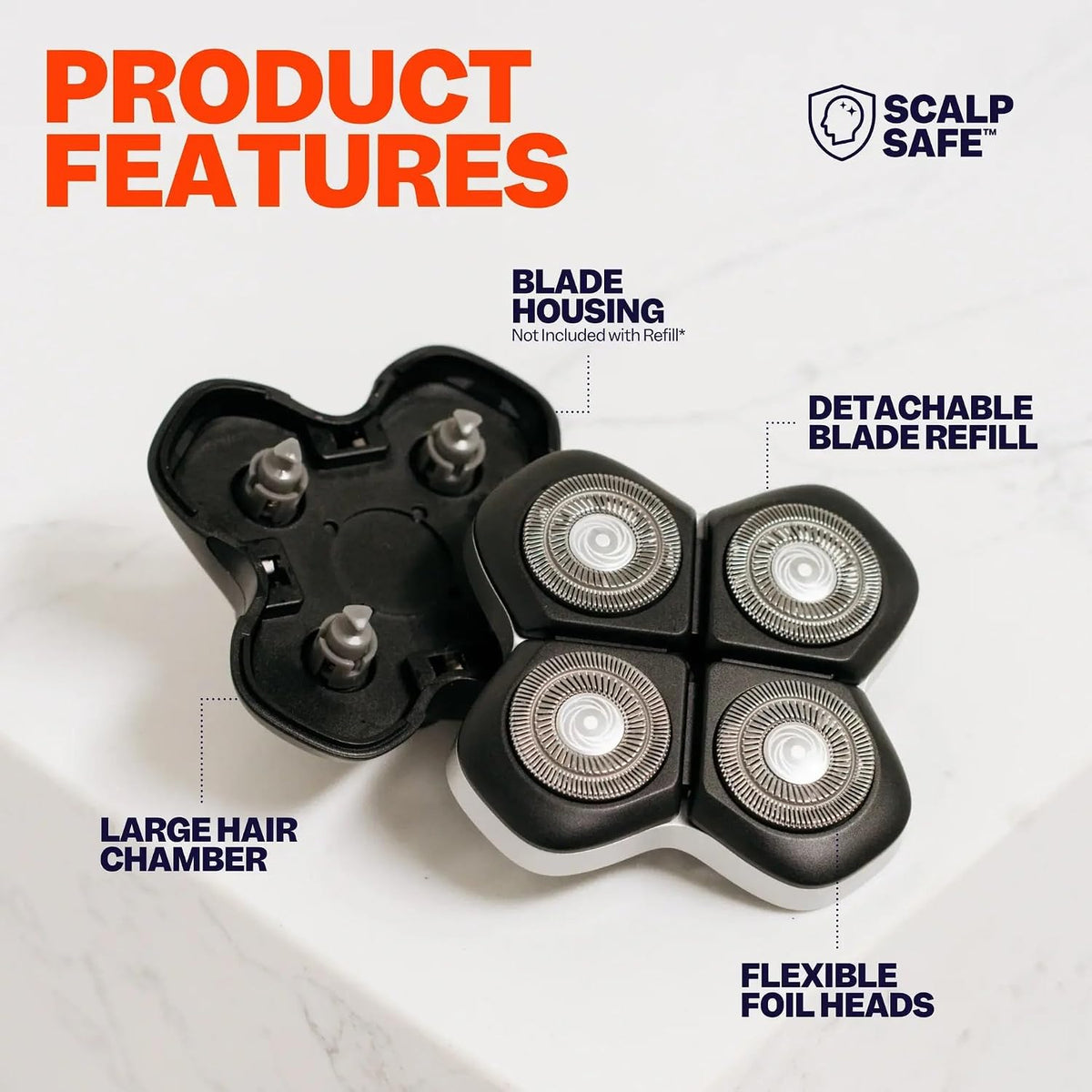 Official Replacement Blades for Flexseries Pro Head Shaver Kit - Refill Blades - High-Performance Blades for Smooth Shaving