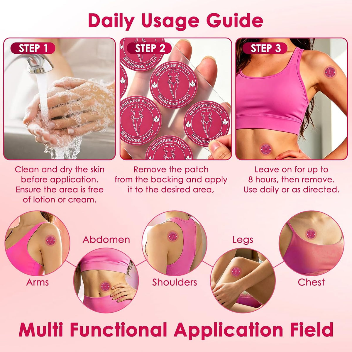GLPLUS-1 Patches,Berberine Patches for Women & Men, Moringa Berberine Patch