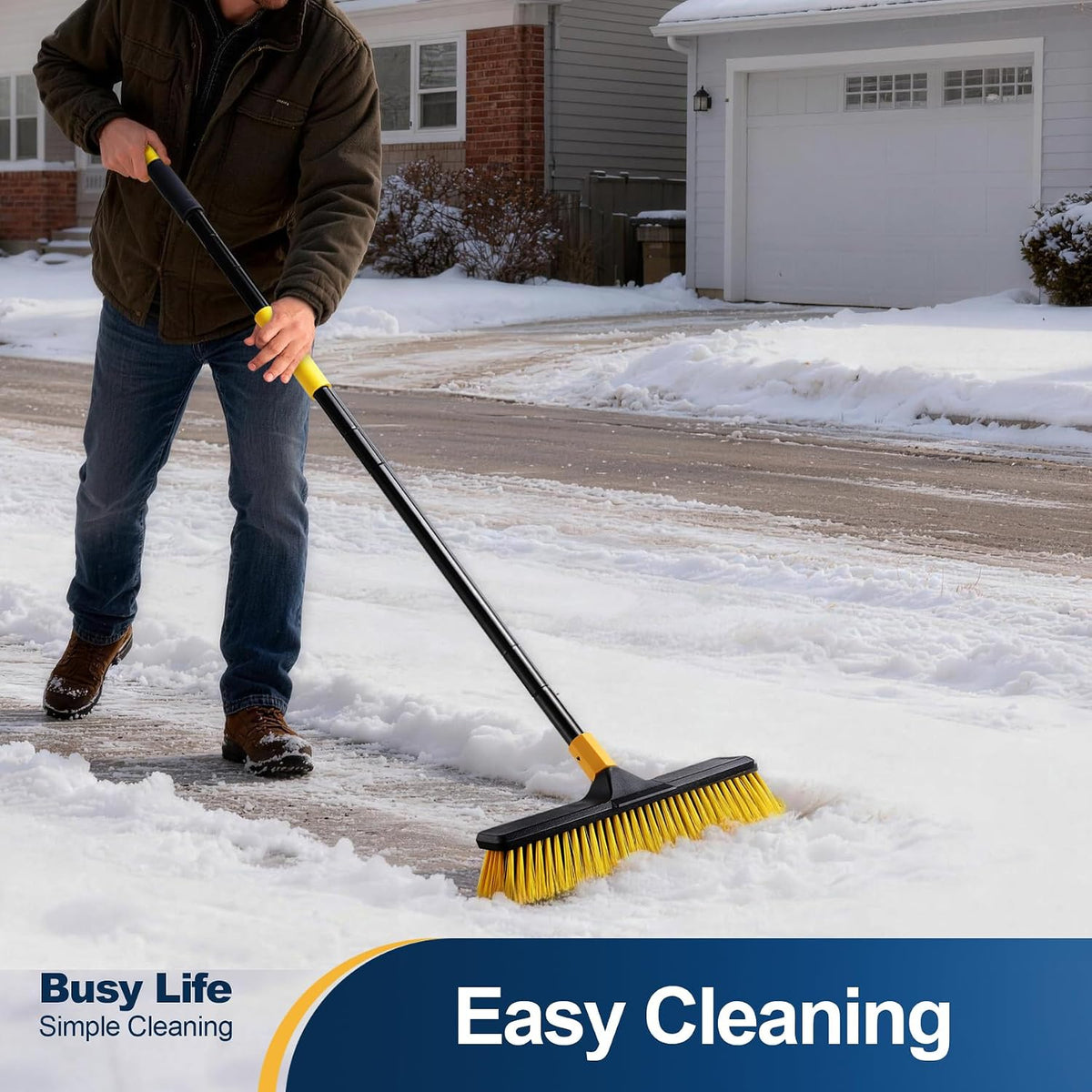 18 Inch Push Broom Heavy-Duty Outdoor Commercial Broom Brush