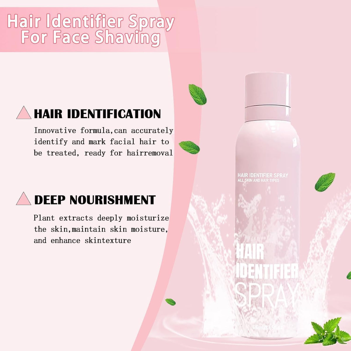 Hair Identifier Spray for Face Shaving，Face Hair Identifier Spray，Moisturizing and Skin Care Set Spray，Suitable for All Skin Types (1 Set)